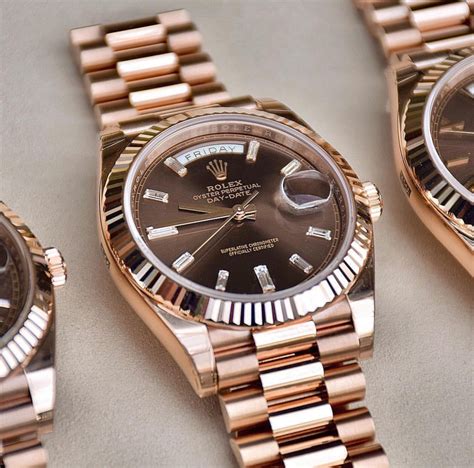 rose gold rolex day date chocolate motif|rolex day date 40 gold.